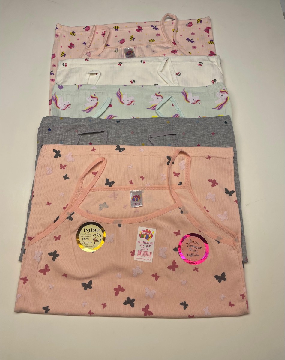 2533 RAPORLU BASKILI KIZ İP ASKILI ATLET