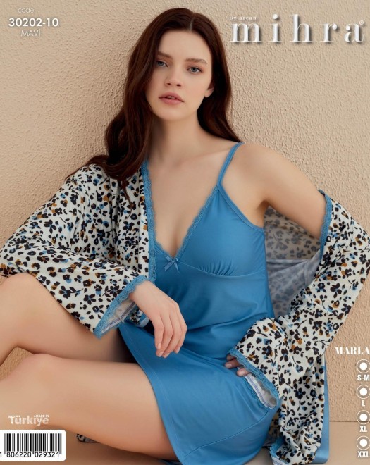 30202-14402 MARLA 2 Lİ SABAHLIK KADIN PİJAMA TAKIM +