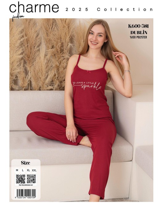 DUBLİN FİTİLLİ İP ASKI ATLET ALTI UZUN PİJAMA TAKIM