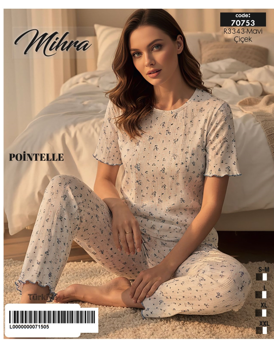 70851/70753 POİNTELLE BAYAN KISA KOLLU PİJAMA TAKIM