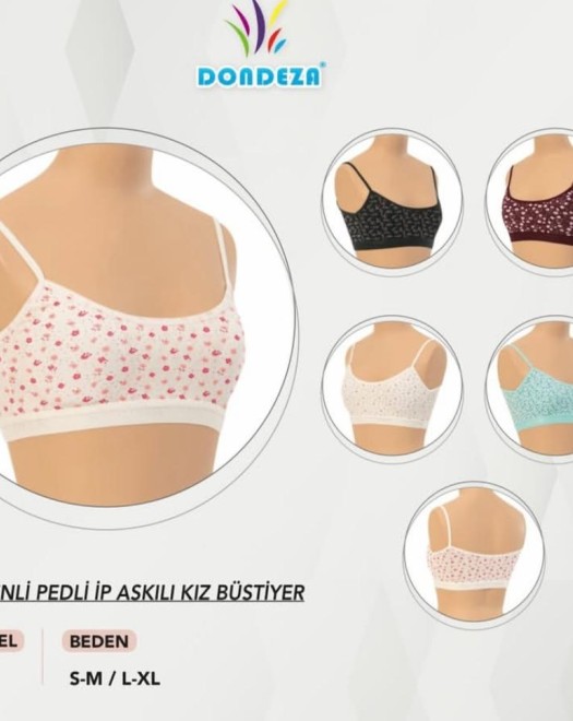 425 PEDLİ DESENLİ KIZ İP ASKILI BÜSTİYER