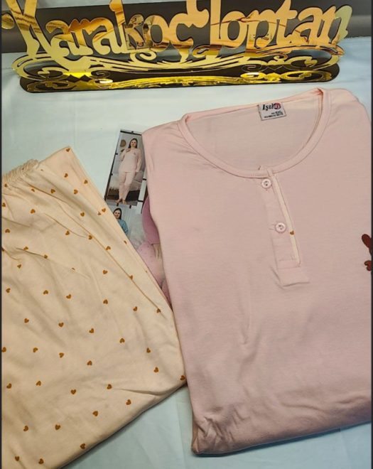 15051 MODAL UZUN KOL BATTAL BAYAN PİJAMA TAKIM