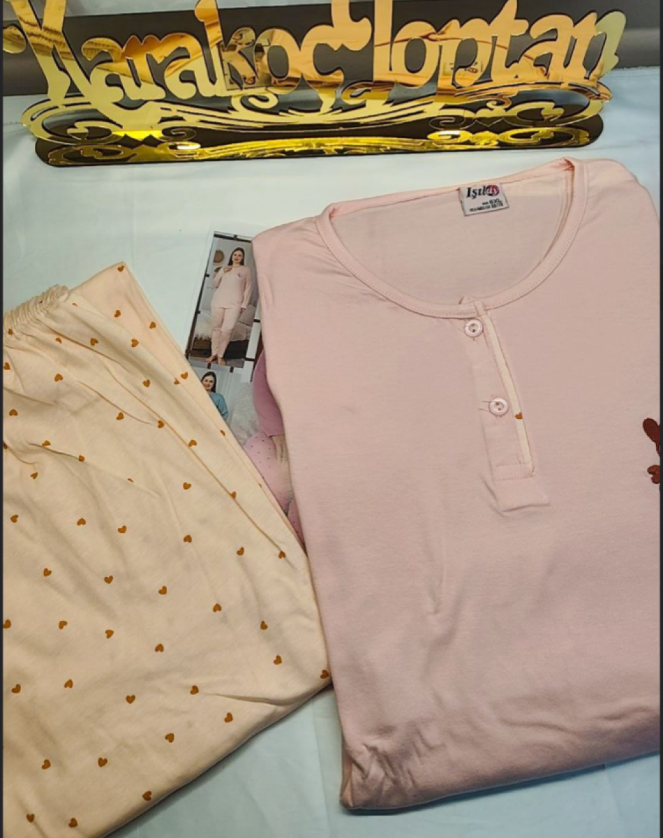 15051 MODAL UZUN KOL BATTAL BAYAN PİJAMA TAKIM