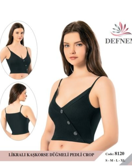 8120 LİKRALI KAŞKORSE DÜĞMELI PEDLI CROP (PAKETLER KARIŞIK BEDEN)