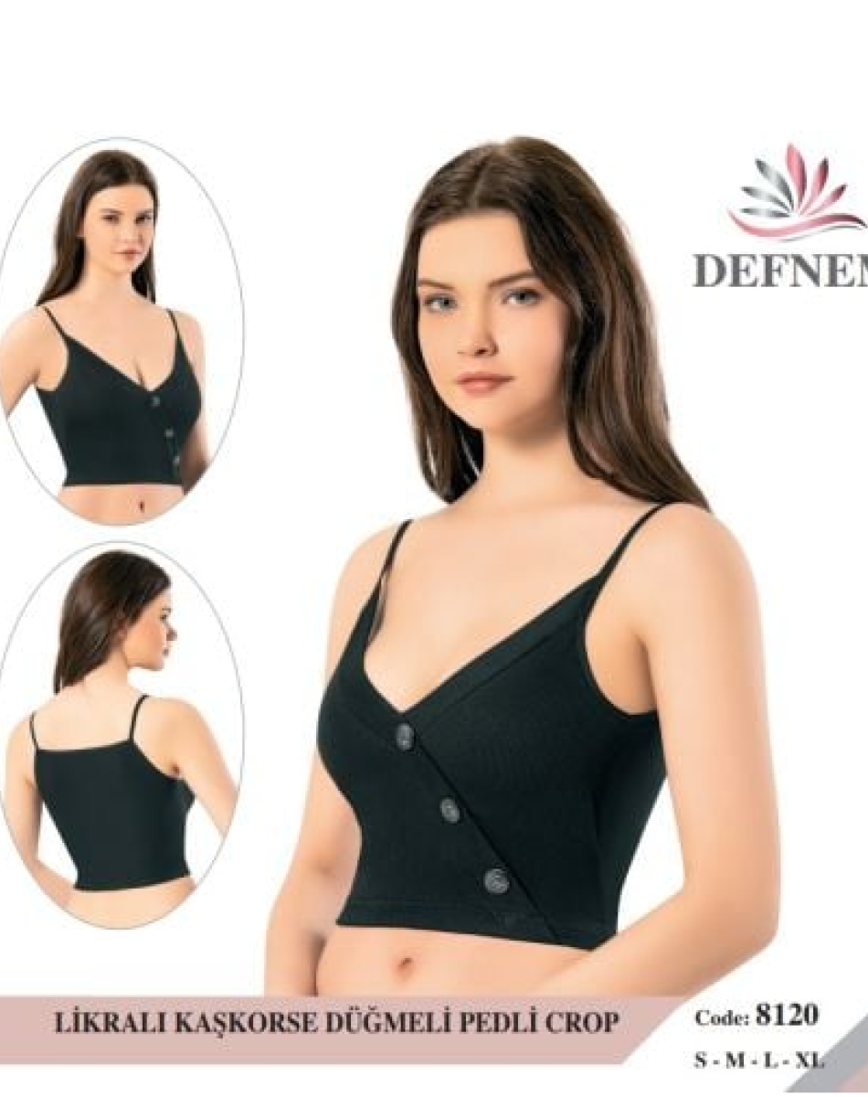 8120 LİKRALI KAŞKORSE DÜĞMELI PEDLI CROP (PAKETLER KARIŞIK BEDEN)