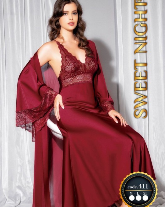 400 UZUN İKİLİ SATEN SABAHLIK+