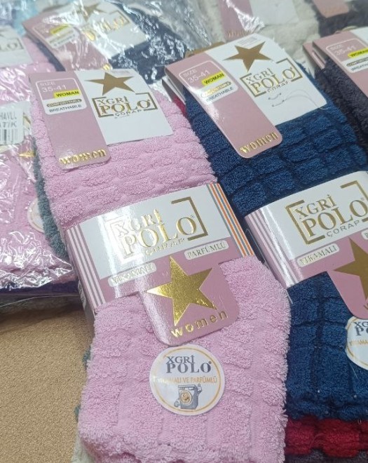 B-13 KADIN ETİKETLİ TERS HAVLU BAYAN PATİK ÇORAP