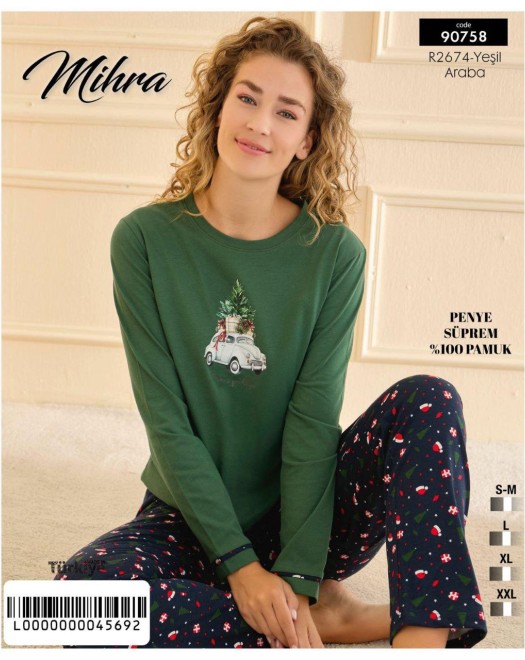 90758 PENYE SÜPREM %100 PAMUK PİJAMA TAKIMI +