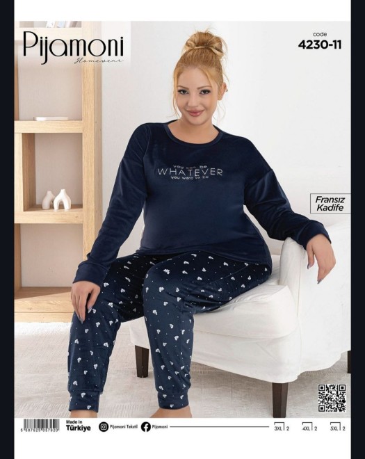 4230 FRANSIZ KADİFE BATTAL BAYAN TAKIM