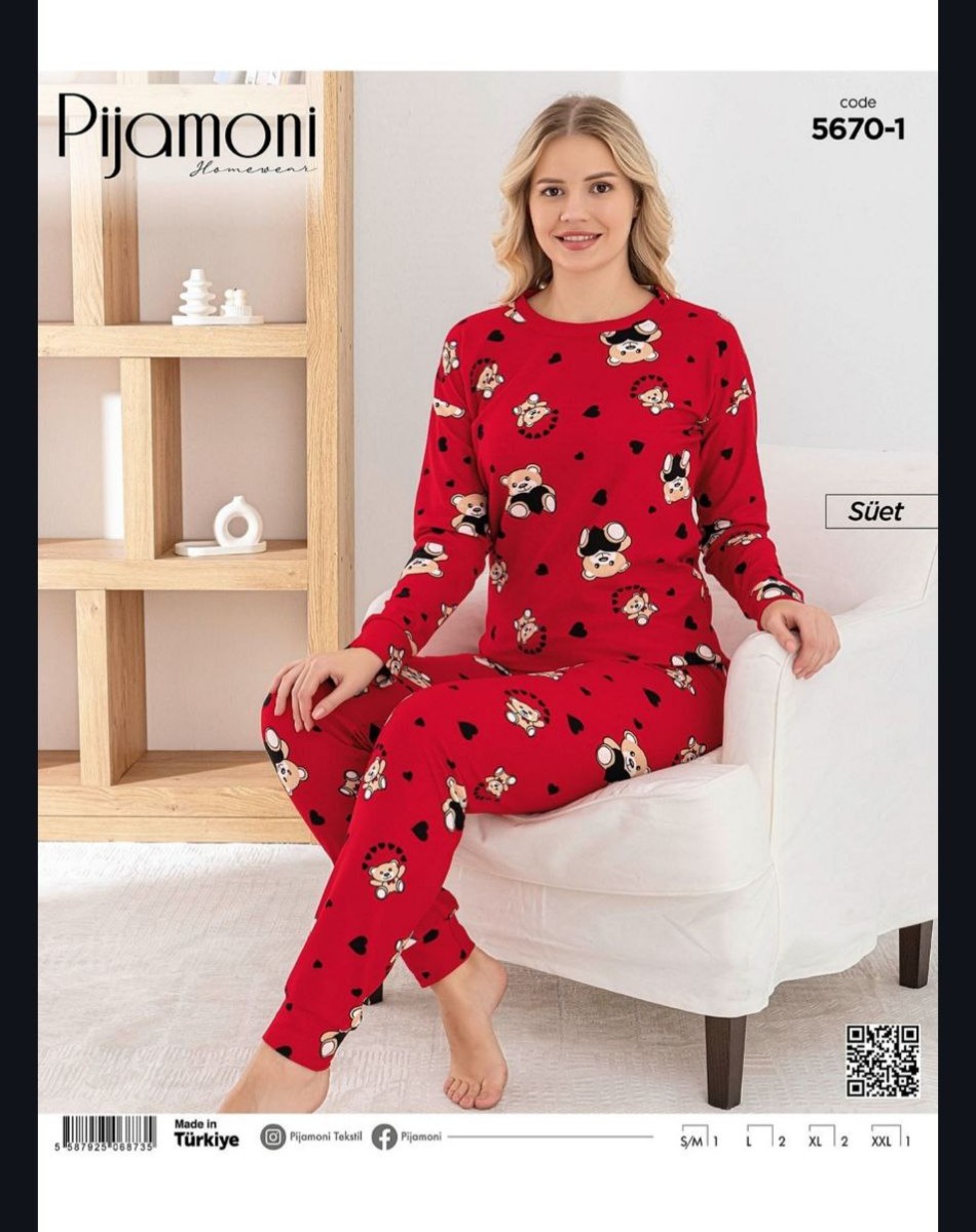 SÜET BAYAN PİJAMA TAKIM