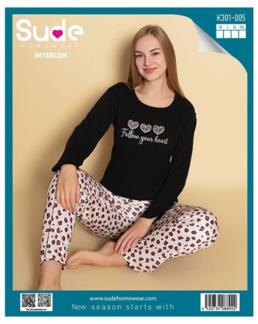 301 İNTERLOK UZUN KOL BAYAN PİJAMA TAKIM