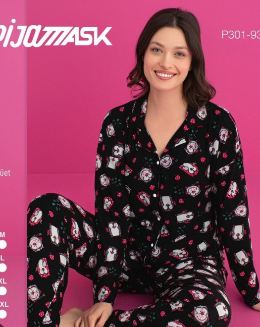 301 MİKRO SÜET DÜĞMELLİ BAYAN PİJAMA TAKIMI