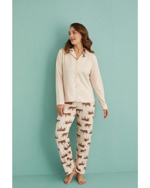14300 THERMAL UZUN KOL DÜĞMELLİ BAYAN PİJAMA TAKIM