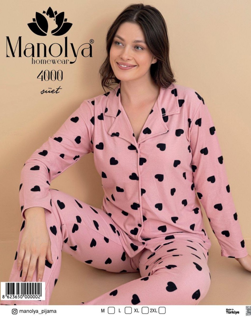 4000 SÜET DÜĞMELİ BAYAN PİJAMA TAKIM