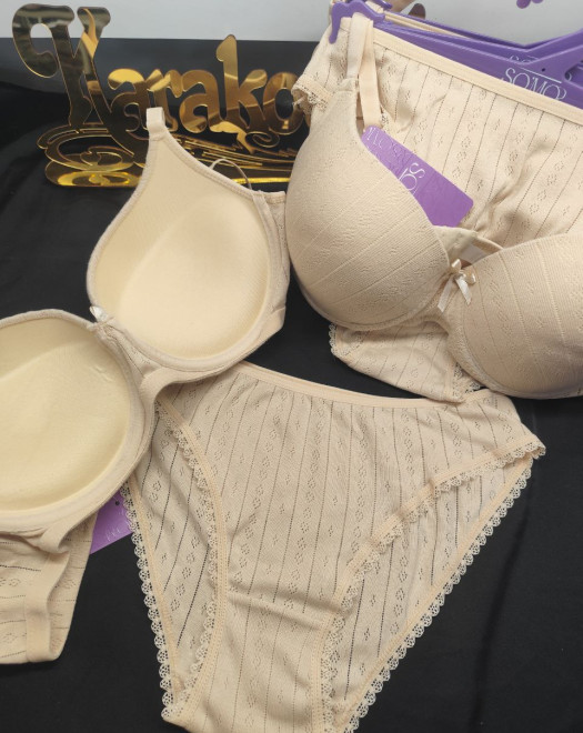 6621 RİBANA DESENLİ DOLGULU SÜTYEN TAKIMI