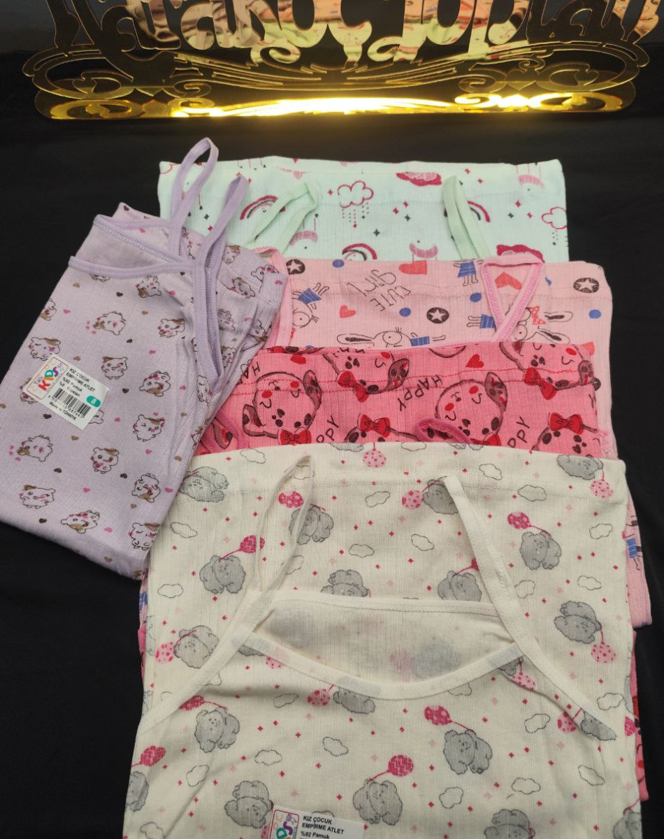 ÇOCUK KIZ DESENLİ FİTİLLİ ATLET