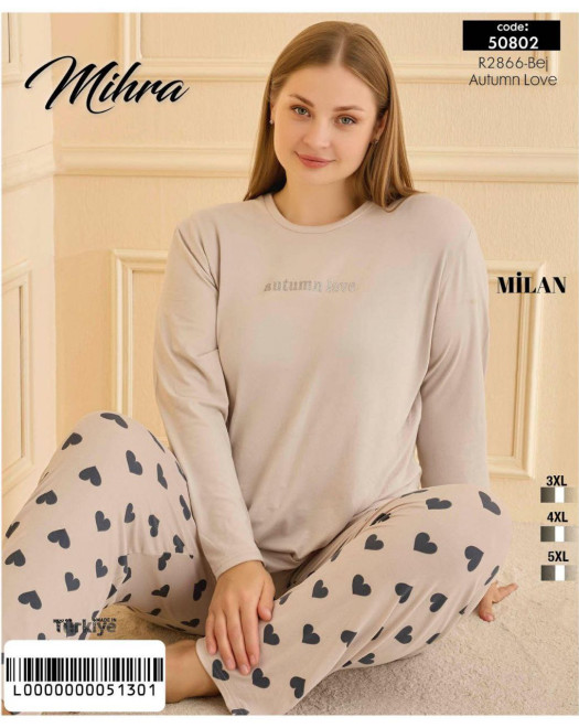 50802 MİLAN UZUN KOL BAYAN BATTAL PİJAMA TAKIM