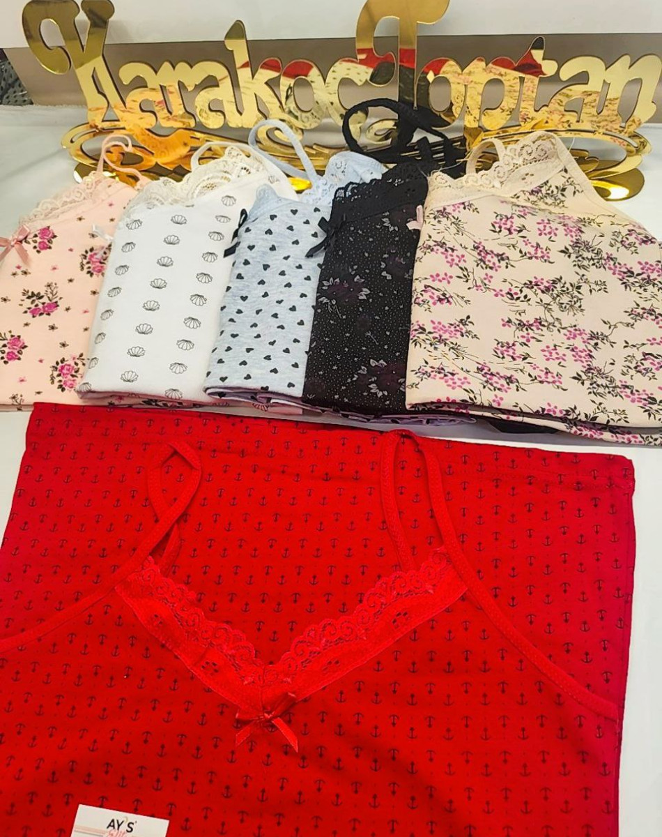 EMPİRME PENYE YAKA DANTELLİ İP ASKI KADIN ATLET