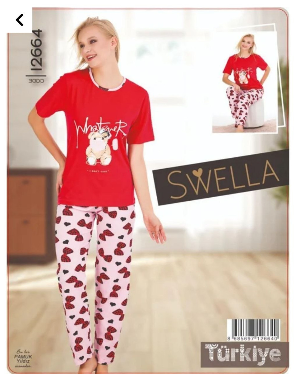 KISA KOL BAYAN PİJAMA TAKIM