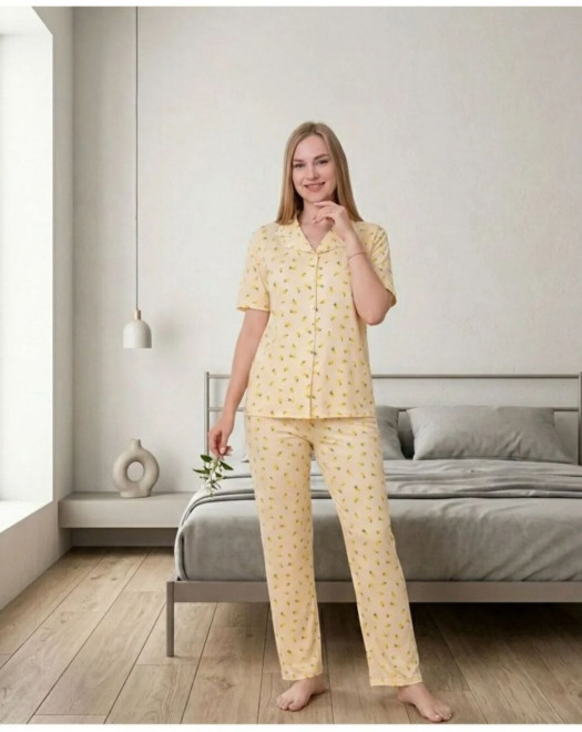 1351 MİLAN DÜĞMELI KISA KOL PİJAMA TAKIM