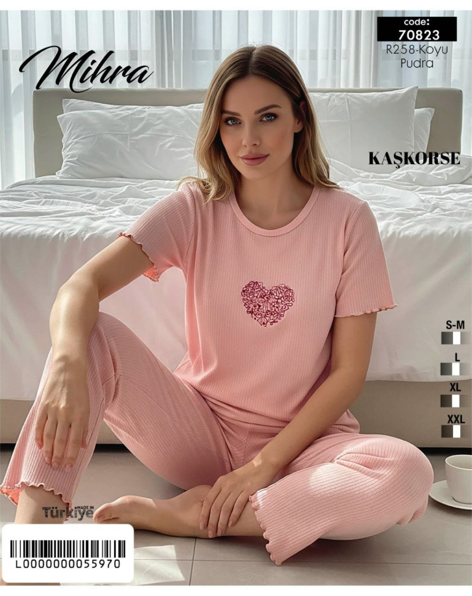 70823 KAŞKORSE BAYAN KISA KOL PİJAMA TAKIM