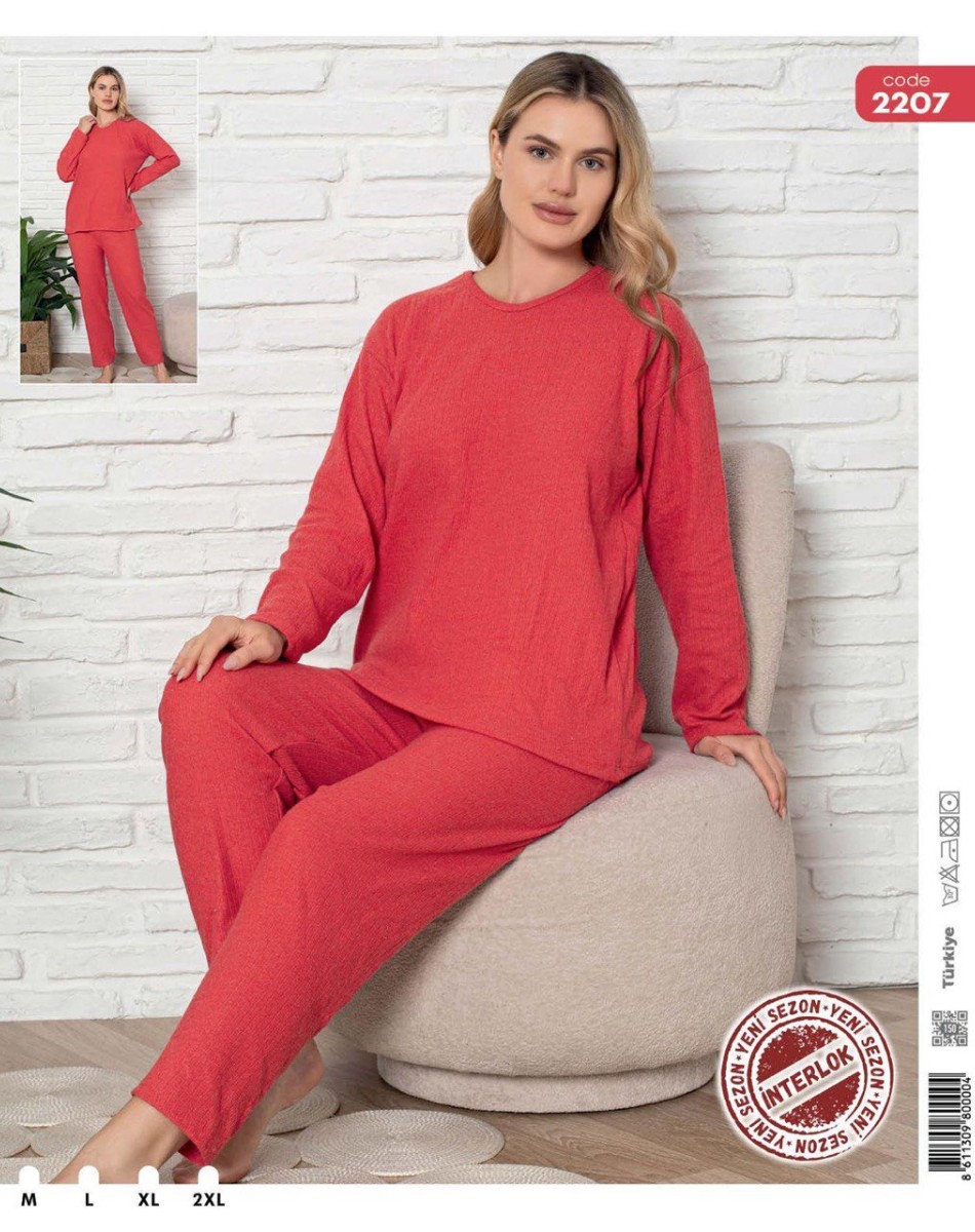 FİTİLLİ RAPORLU DÜZ PİJAMA TAKIM