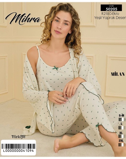 50205 MİHRA MİLAN 3'LÜ BYN DESENLİ TKM +