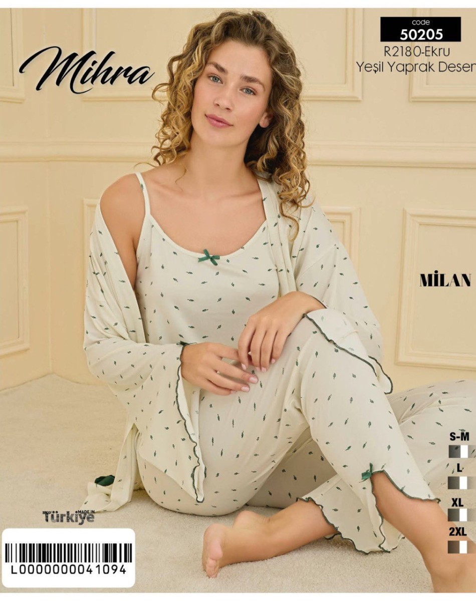 50205 MİHRA MİLAN 3'LÜ BYN DESENLİ TKM