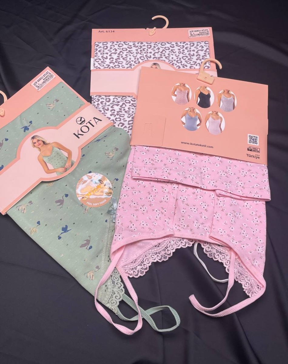 6134 EMPİRME YAKA DANTELLİ İP ASKI KADIN ATLET