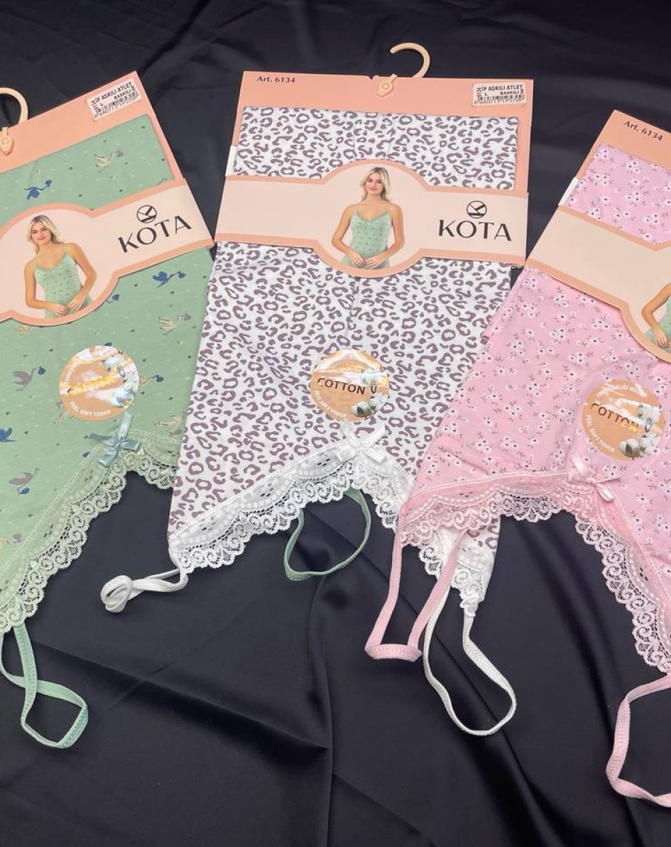 6134 EMPİRME YAKA DANTELLİ İP ASKI KADIN ATLET