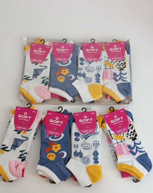 BAMBU DİKİŞSİZ DESENLİ KADIN PATİK