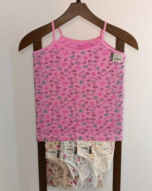 KIZ DESENLİ LİKRALI PENYE İP ASKILI ÇOCUK ATLET