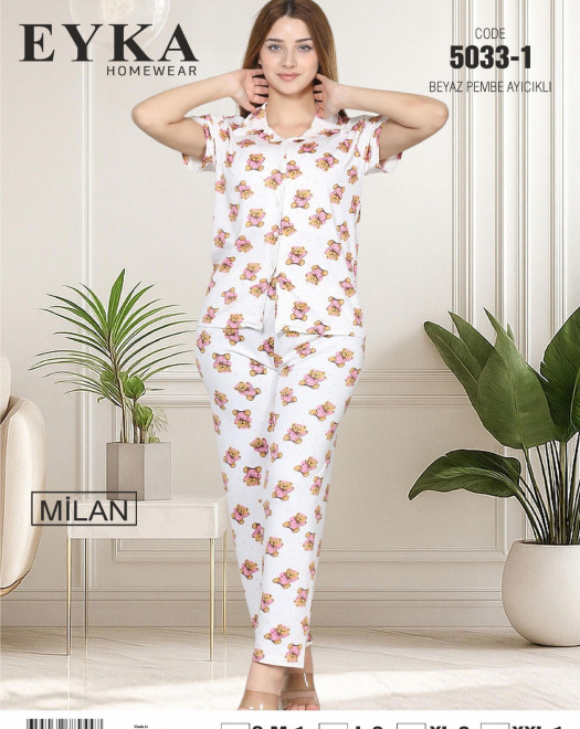 5033 MİLAN KISA KOL DÜĞMELİ PİJAMA TAKIM
