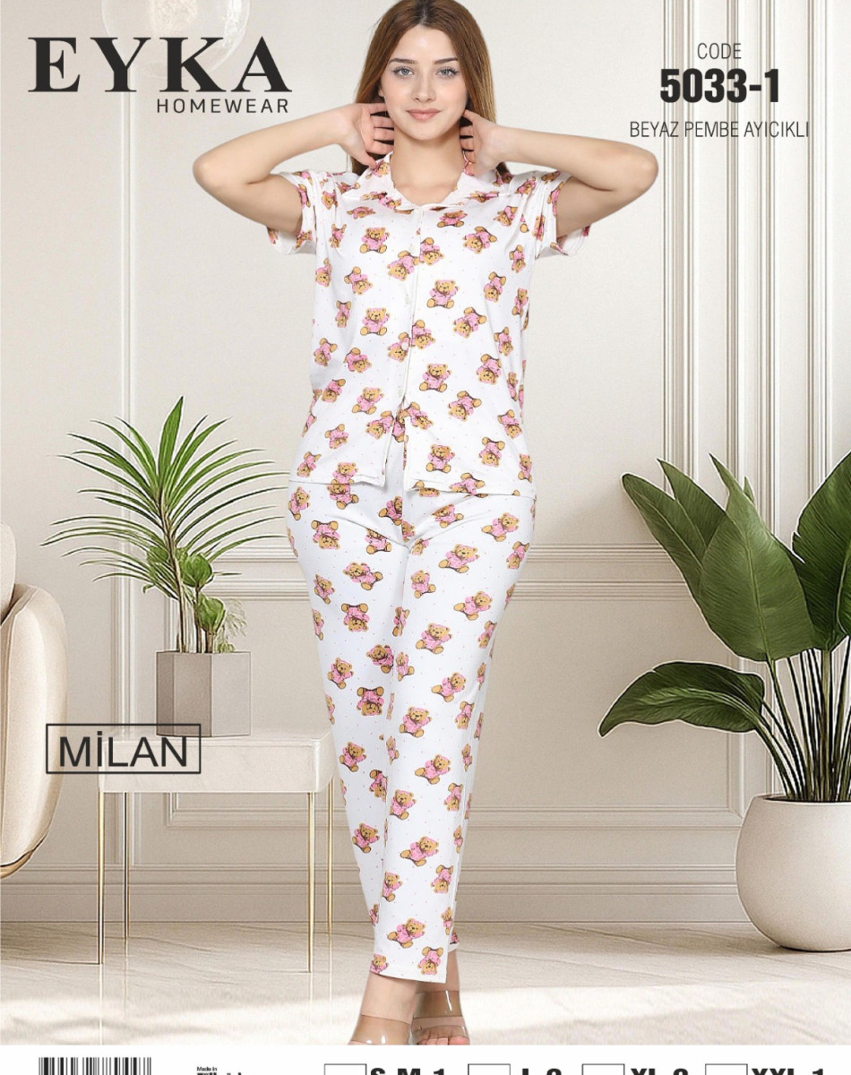 5033 MİLAN KISA KOL DÜĞMELİ PİJAMA TAKIM