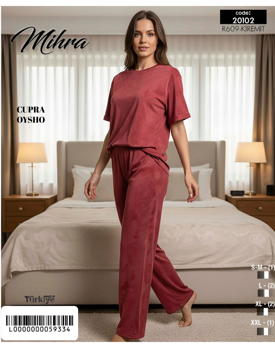 20102 CUPRA OYSHO KISA KOL BAYAN PİJAMA TAKIM