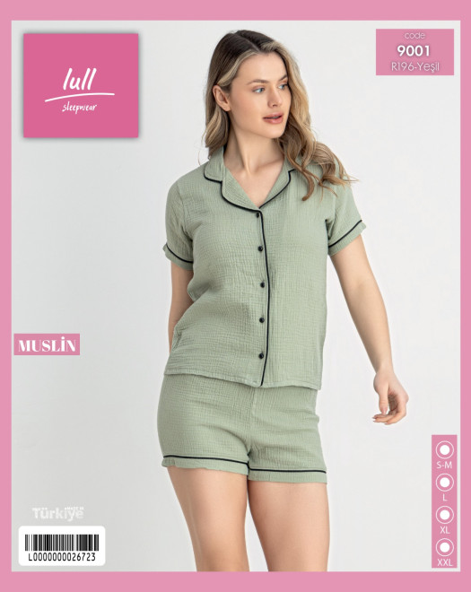 9001-9004 MUSLİN DÜĞMELİ BAYAN ŞORT TAKIM