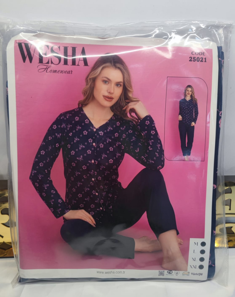 25021 MİLAN DÜĞMELİ UZUN KOL PİJAMA TAKIM