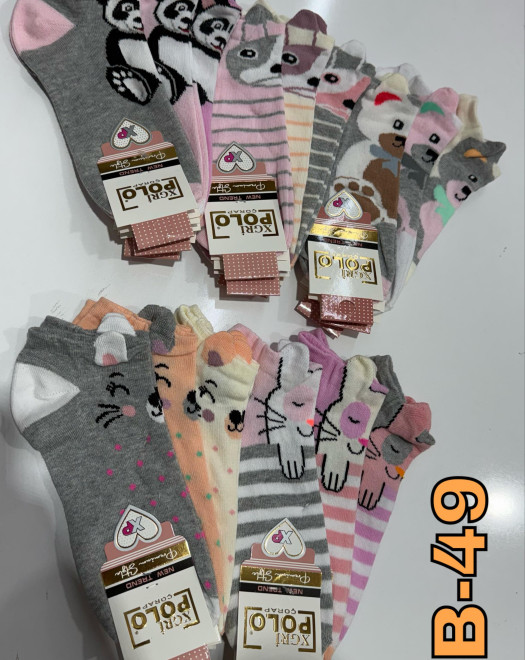 B-49 3DLİ KADIN PATİK ÇORAP (desenler karışıktır)