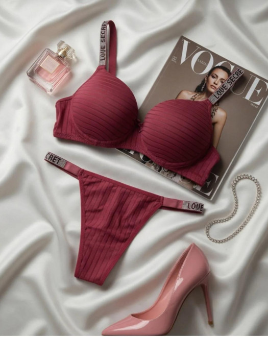 LOVE SECRET FİTİLLİ DESENLİ TAŞLI DOLGULU SÜTYEN TAKIM